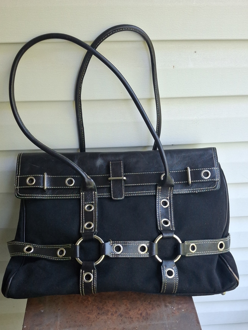 Valerie Stevens Black Shoulder Tote Bag